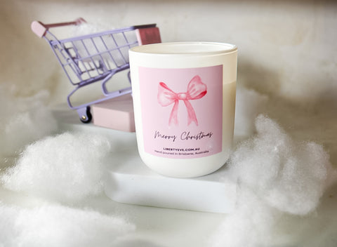 *CHRISTMAS BOW candle PINK
